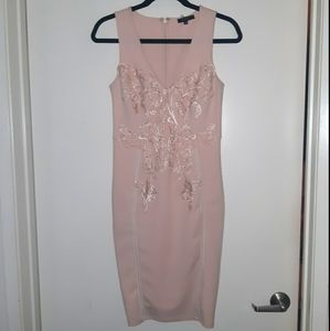 Knee Length V-neck dress Lace Details